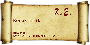Korek Erik névjegykártya